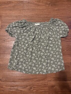 Poetry Olive Green Floral Off-Shoulder Top